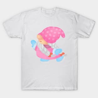 Cute gnome is ice skating happily T-Shirt